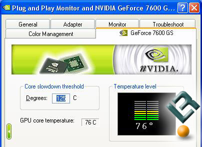 nVidia GeForce 7600 GS Load Temperatures