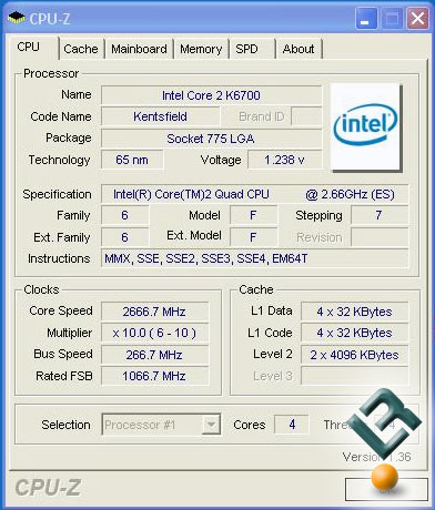 Intel Kentsfield QX6700 CPU-Z 1.36 picture