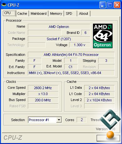 AMD QuadFX FX-70 Default CPU-Z