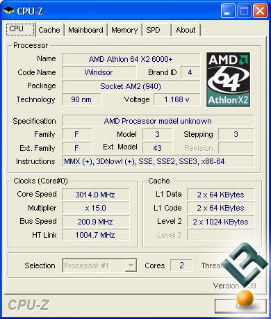 AMD Athlon 64 X2 6000+ CPU-Z