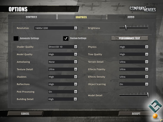 Company of Heroes Benchmarking Settings