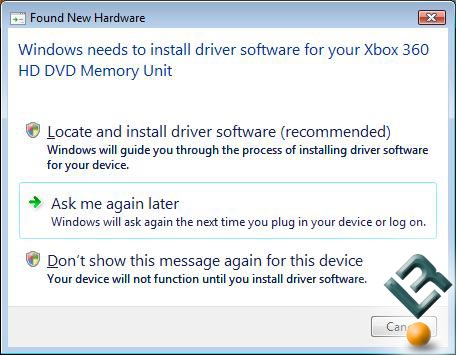 Xbob 360 HD-DVD Player Installation on Microsoft Windows Vista