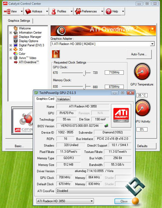 Overclocking The Diamond Radeon HD 3850 512MB Video Card