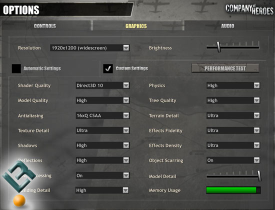 Company of Heroes Benchmark Settings