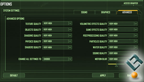 Crysis Benchmark Settings