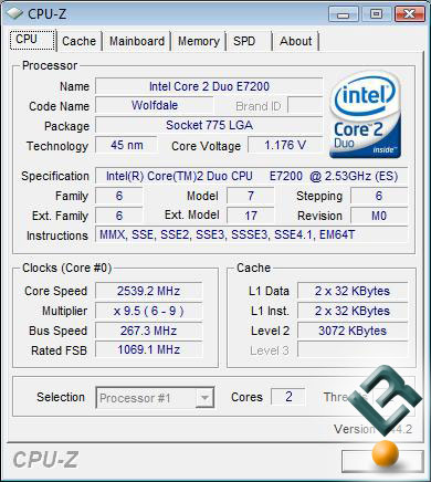 Intel Core 2 Duo E7200 Processor Default Settings