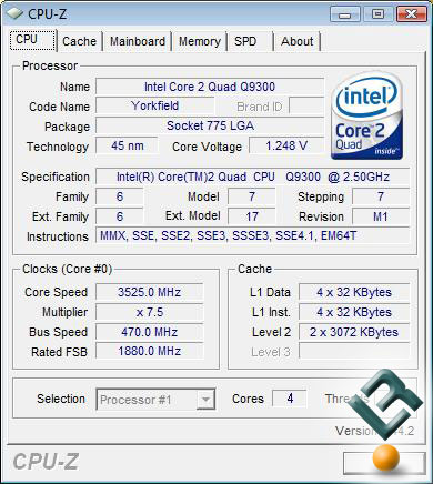 Intel Core 2 Quad Q9300 Processor Default Settings
