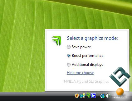 NVIDIA Hybrid SLI HybridPower Menu