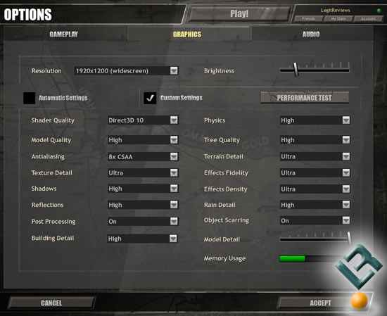 Company of Heroes Benchmark Settings