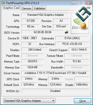 EVGA GeForce GTX 280 Hydro Copper 16  GPU-Z