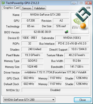 XFX GeForce 9800 GTX GPU-Z