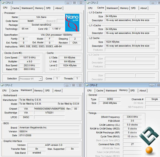 VIA Nano Platform CPU-Z