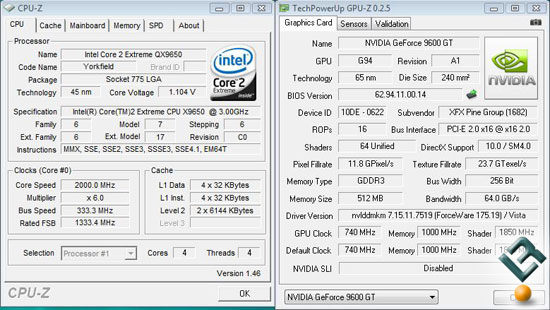 XFX 9600GT Stock Clocks