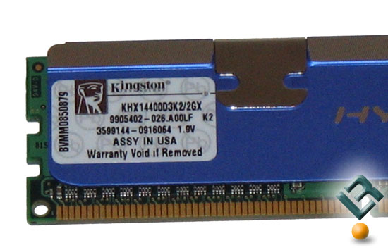Kingston HyperX 1800MHz DDR3 Memory Kit Label