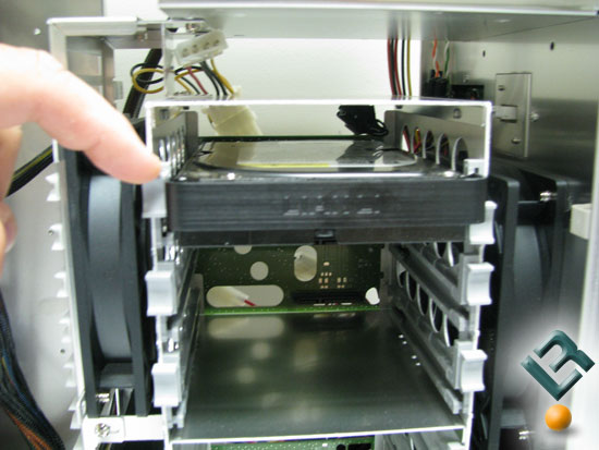 Drive mounted into the Lian Li PC-A7010 SATA drive cage