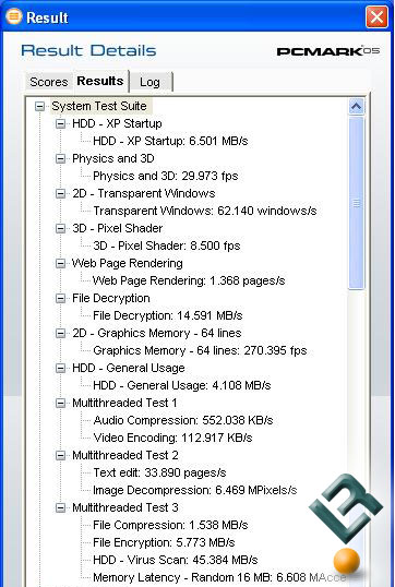 PCMark05 Details ASUS EEE 1000HA