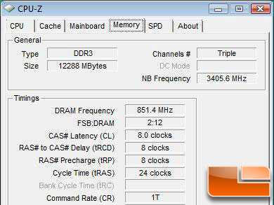 12GB DDR3 Memory overclocked CPU-Z Screen Shot