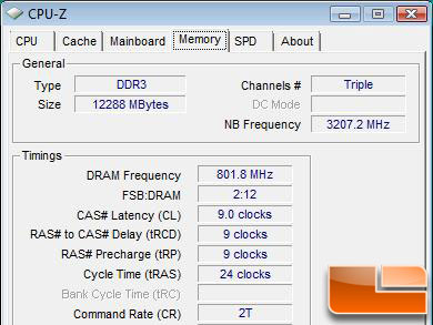 12GB DDR3 Memory CPU-Z Screen Shot
