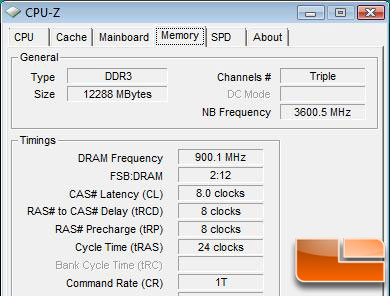 12GB DDR3 Memory overclocked CPU-Z Screen Shot