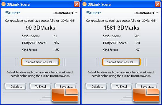 3DMark06 performance comparison