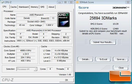 Gigabyte DS4H with Phenom II @ 5GHz through 3DMark 2006