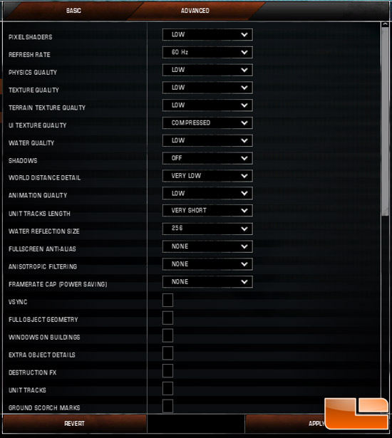 World in Conflict Benchmarking