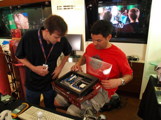 Vince and Peter inspecting the Asus Crosshair III