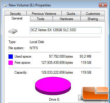OCZ Vertex EX 120GB SSD Capacity