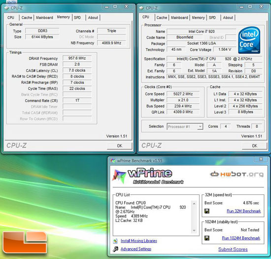 EVGA E761 X58 Classified wPrime 32M at 5025MHz