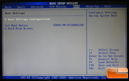 ASRock M3A780GXH Boot Settings