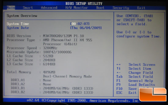 ASRock M3A780GXH Main BIOS