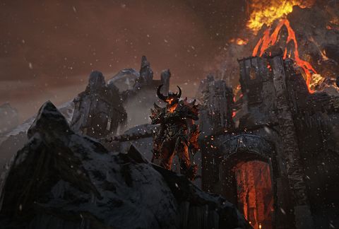 UE4 demo: dragon standing in front of castle