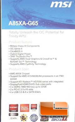 MSI A85XA-G65 Socket FM2 APU Motherboard Specifications MSI A85XA-G65 Socket FM2 APU Motherboard Specifications
