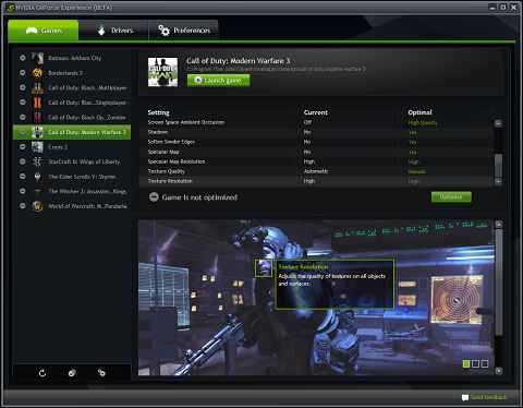 NVIDIA GeForce Experience software