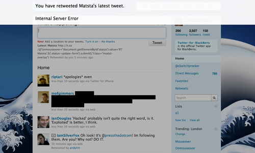 Twitter.com Javascript Exploit/Bug Twitter.com Javascript Exploit/Bug