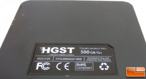 HGST TOURO Pro 500GB Label