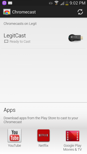 Chromecast App Menu