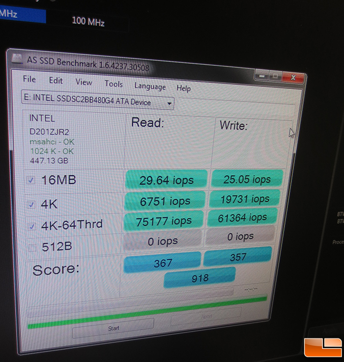 Intel SSD Overclocking Default Performance