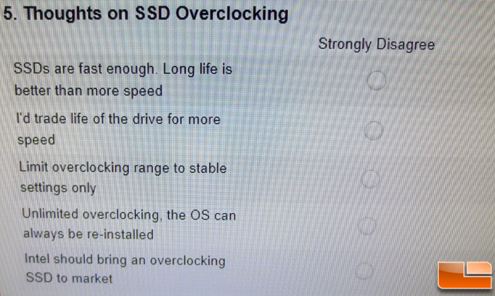 Intel SSD Overclocking Survey Questions