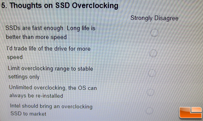 Intel SSD Overclocking Survey Questions