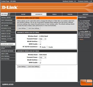 D-Link 8668L Dual-Band Router GUI