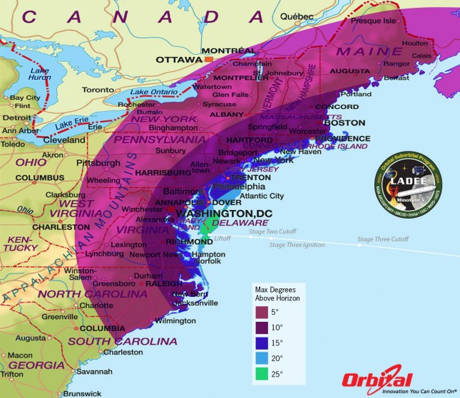 LADEE Launch Viewing Map - Elevation