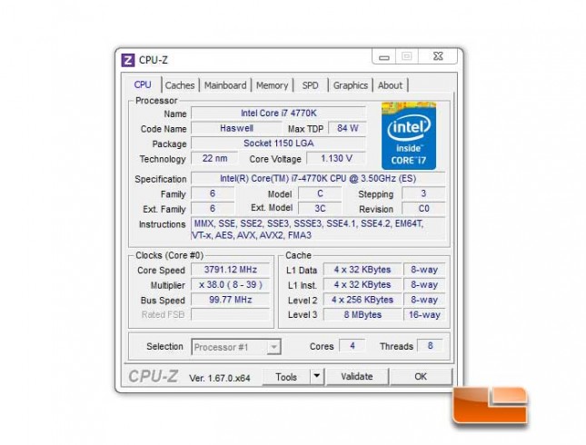 LR Test system CPUZ screen shot