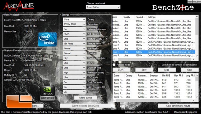 Alienware X51 Tombraider Benchmark Results