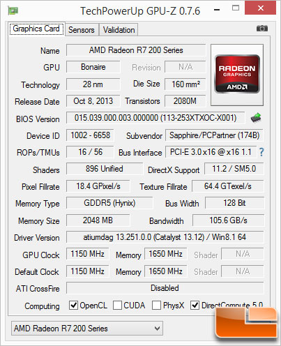 Sapphire R7 260X GPU-Z