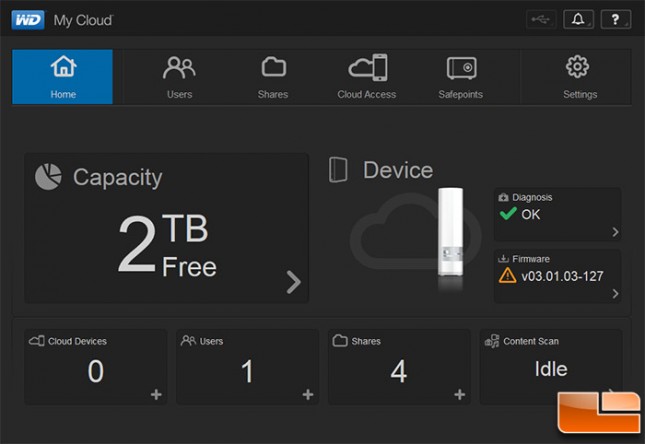 WD My Cloud GUI