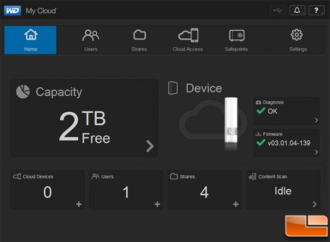 WD My Cloud GUI