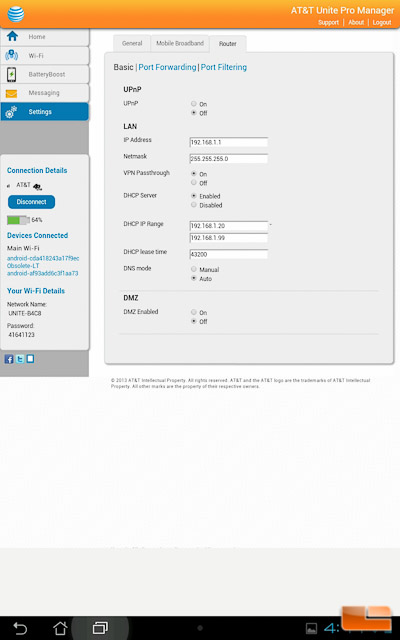 AT&T Unite Pro Web GUI