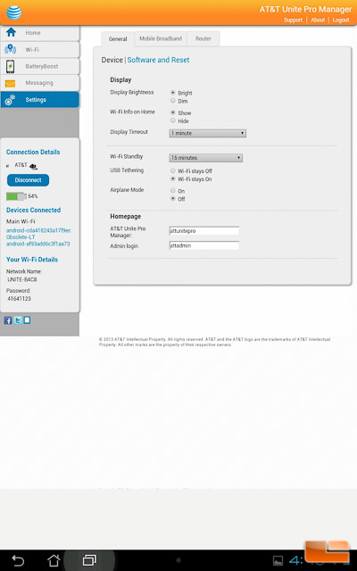 AT&T Unite Pro Web GUI