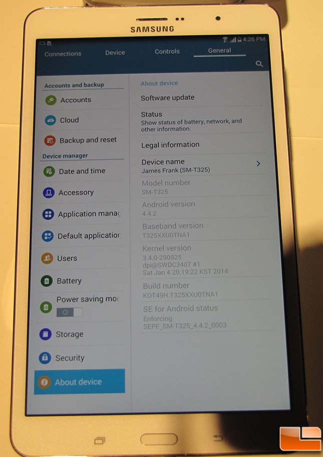 Galaxy Pro 8.2 System Info
